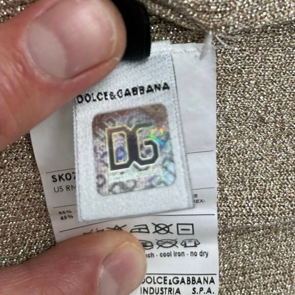 Dolce & Gabbana Women’s Gold Shimmer Long Button Up Cardigan Dress Silk Size XS - Picture 8 of 8